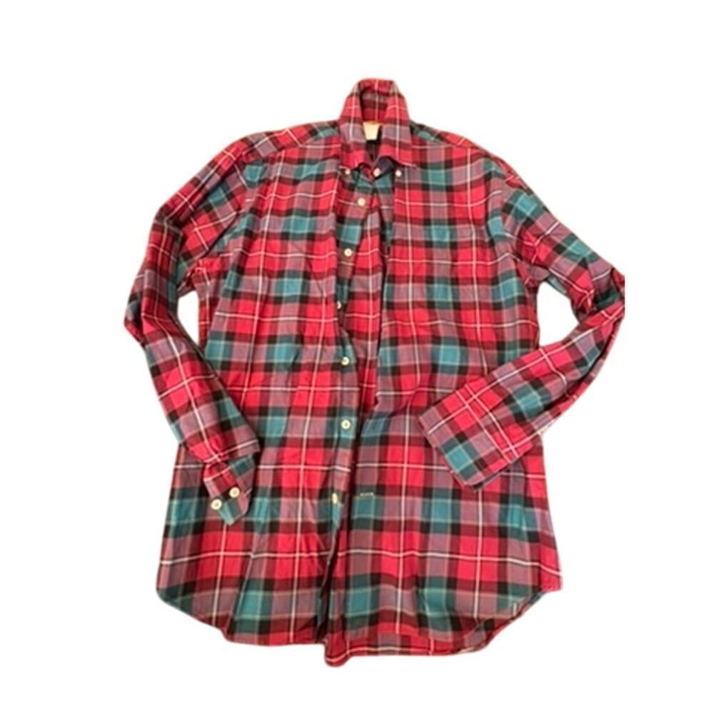 Robert Talbott Studio Red Tartan Cotton Shirt M